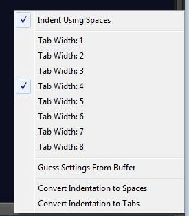 Conversion of indentation to spaces