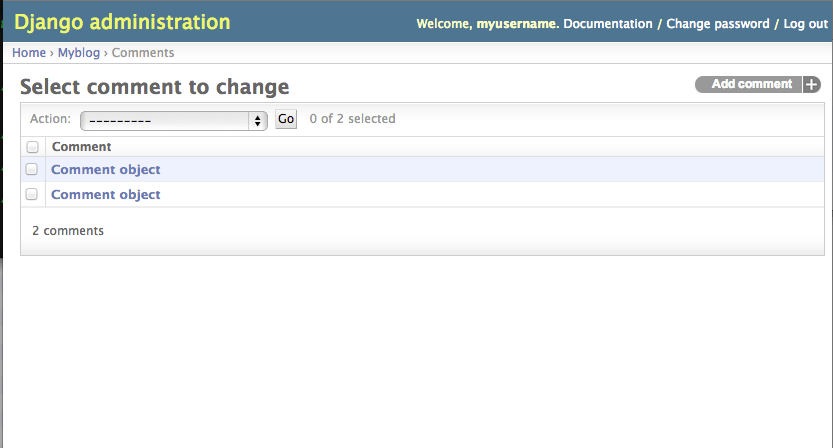 Django Admin Comments Page