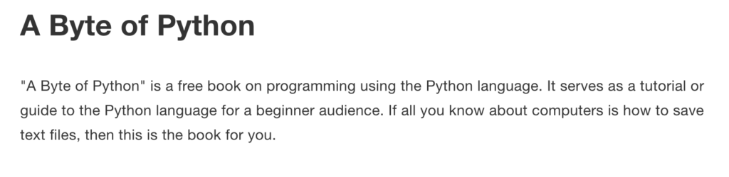 A Byte of Python