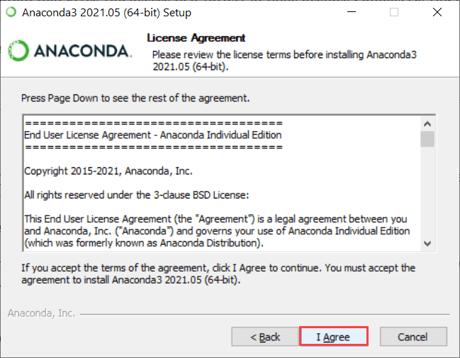 Accepting Anaconda License Terms