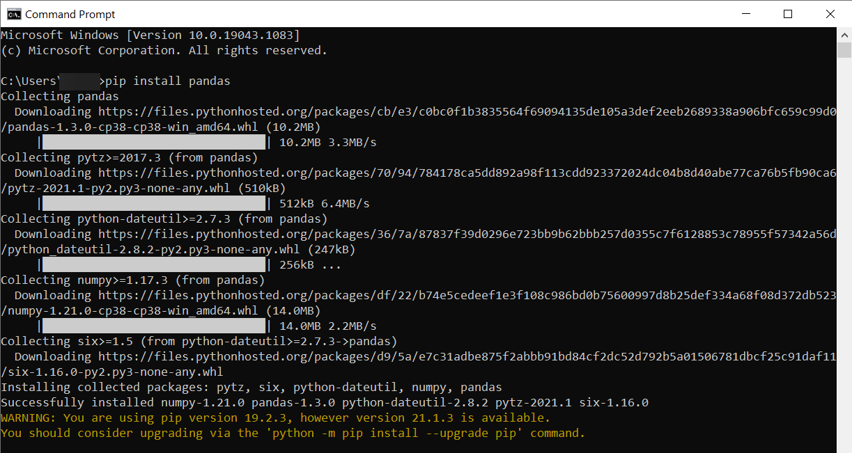 Python Pip Install Pandas Command