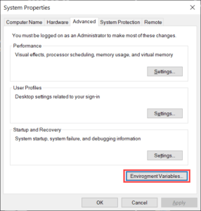 Windows System Properties Menu