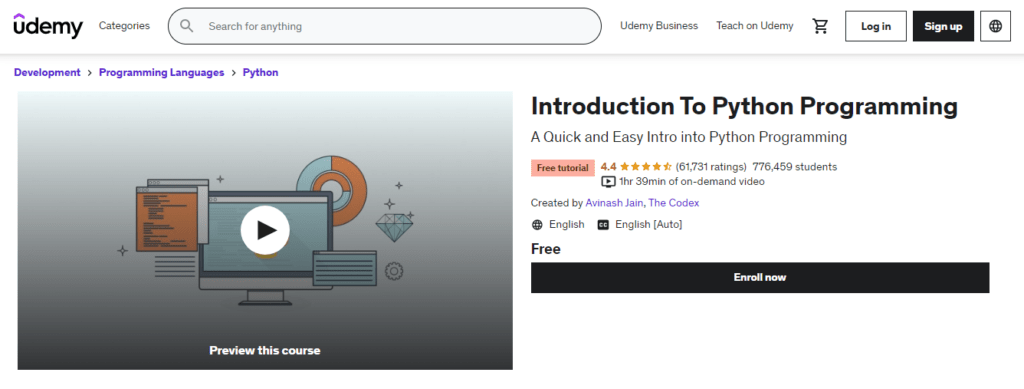 Introduction to Python Programming (Udemy) 